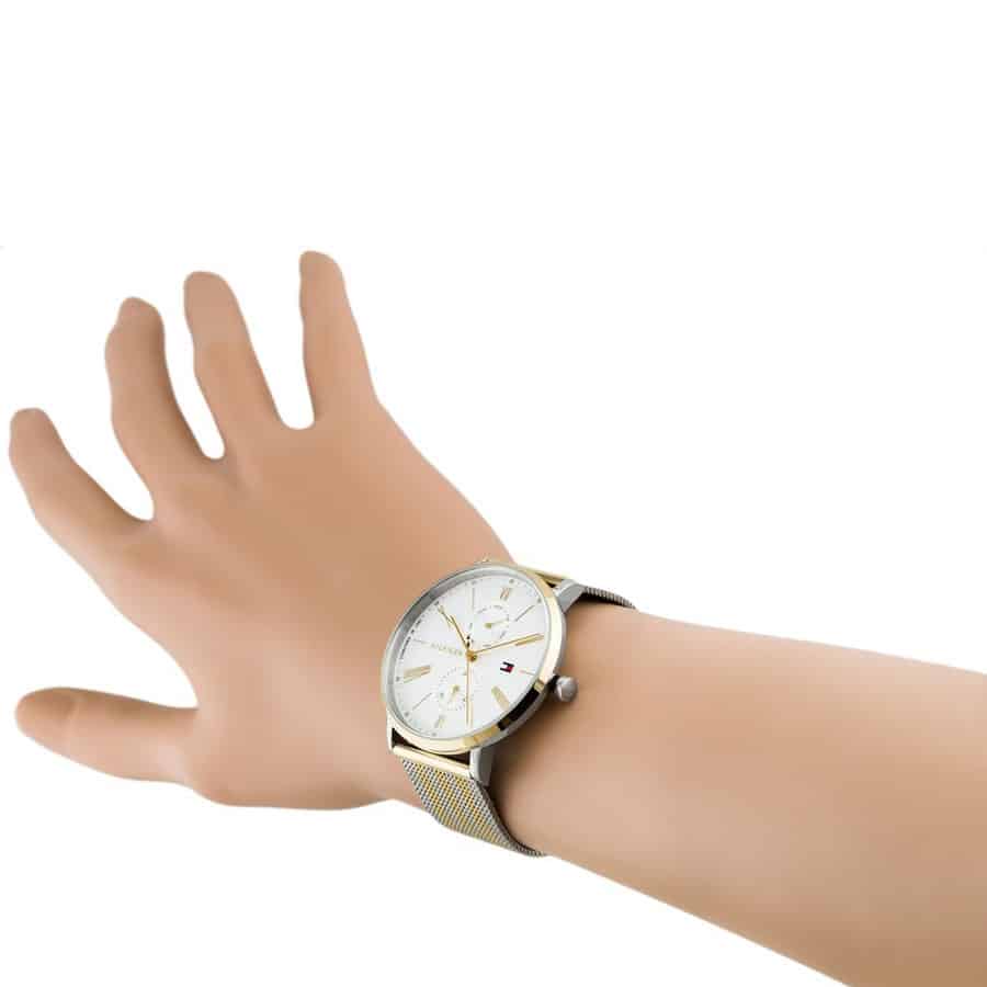 Tommy Hilfiger Jenna Quartz White Dial Two Tone Mesh Bracelet Watch for Women - 1782074