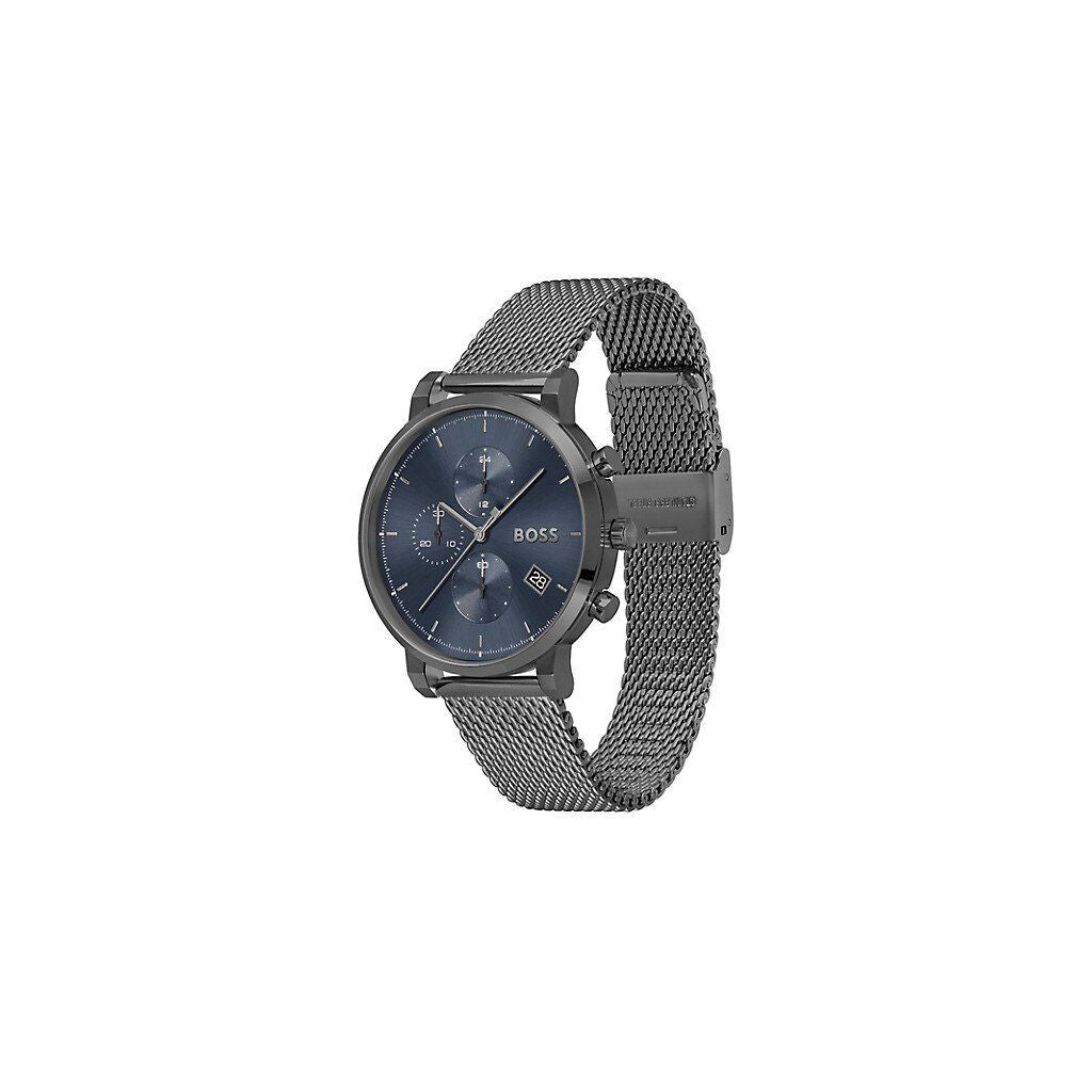 Hugo Boss Skymaster Chronograph Grey Dial Grey Mesh Bracelet Watch for Men - 1513934