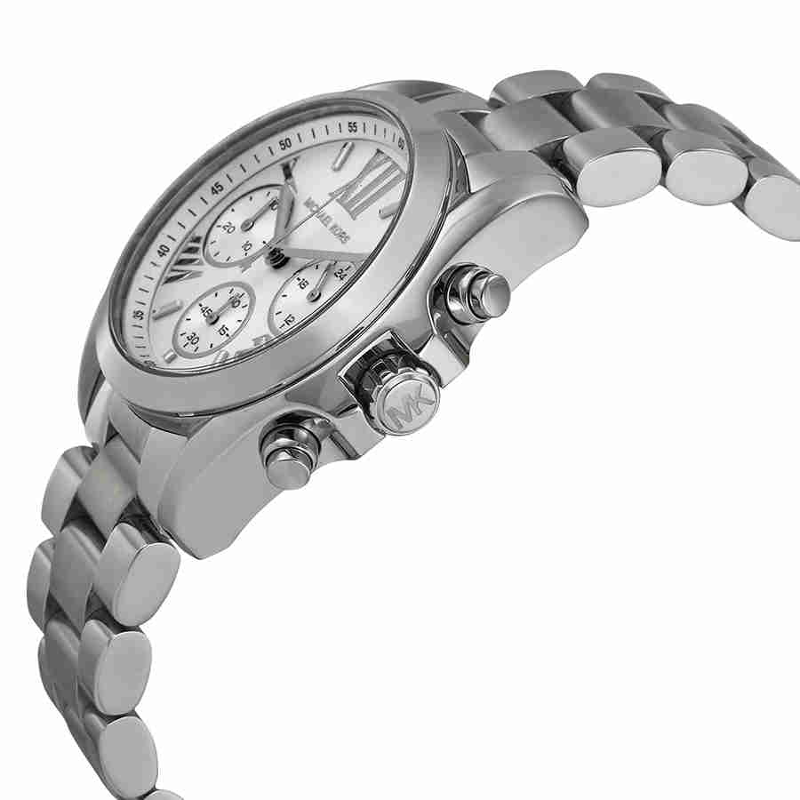 Michael Kors Bradshaw Chronograph Silver Dial Silver Steel Strap Watch for Women - MK6174