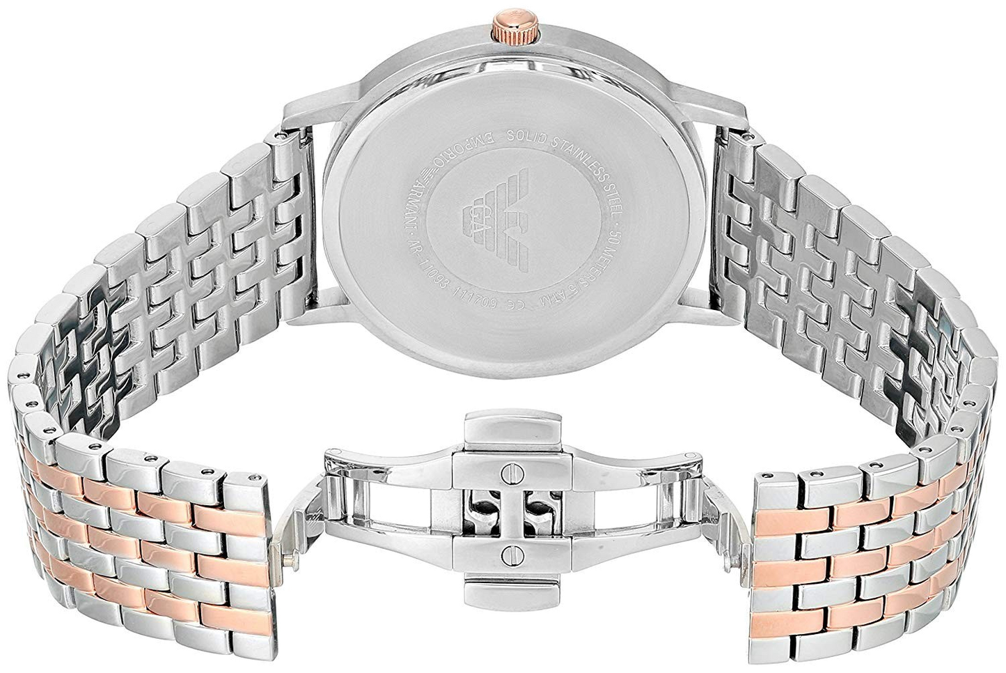 Emporio Armani Kappa Quartz Silver Dial Two Tone Mesh Bracelet Watch For Men - AR11093