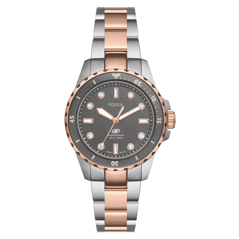 Fossil Blue Dive Three Hand Gray Dial Two Tone Steel Strap Watch For Women - ES5348