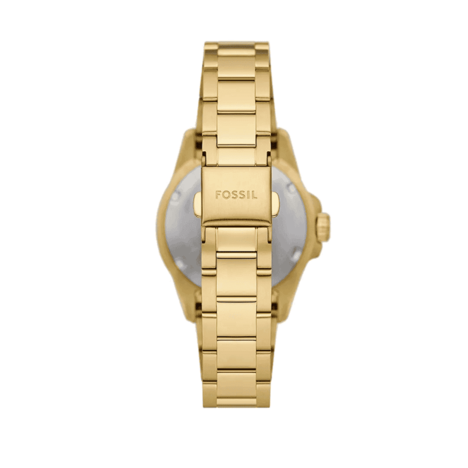 Fossil Blue Dive Three Hand White Dial Gold Steel Strap Watch For Women - ES5350