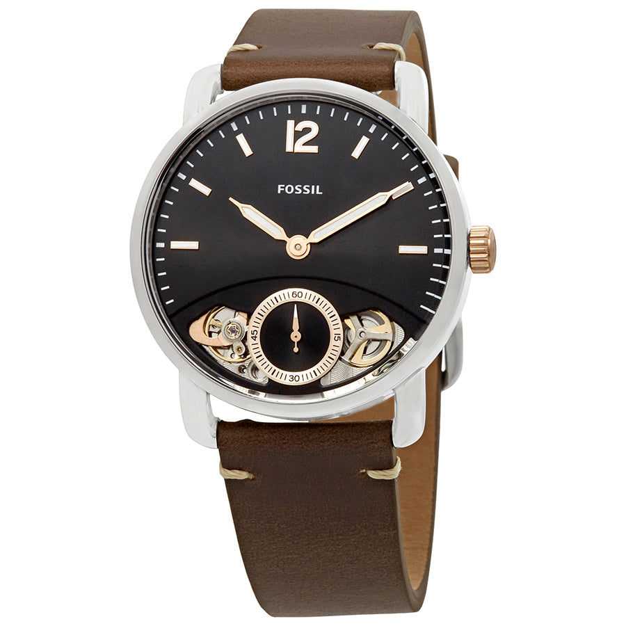 Fossil The Commuter Twist Black Dial Brown Leather Strap Watch for Men - ME1165