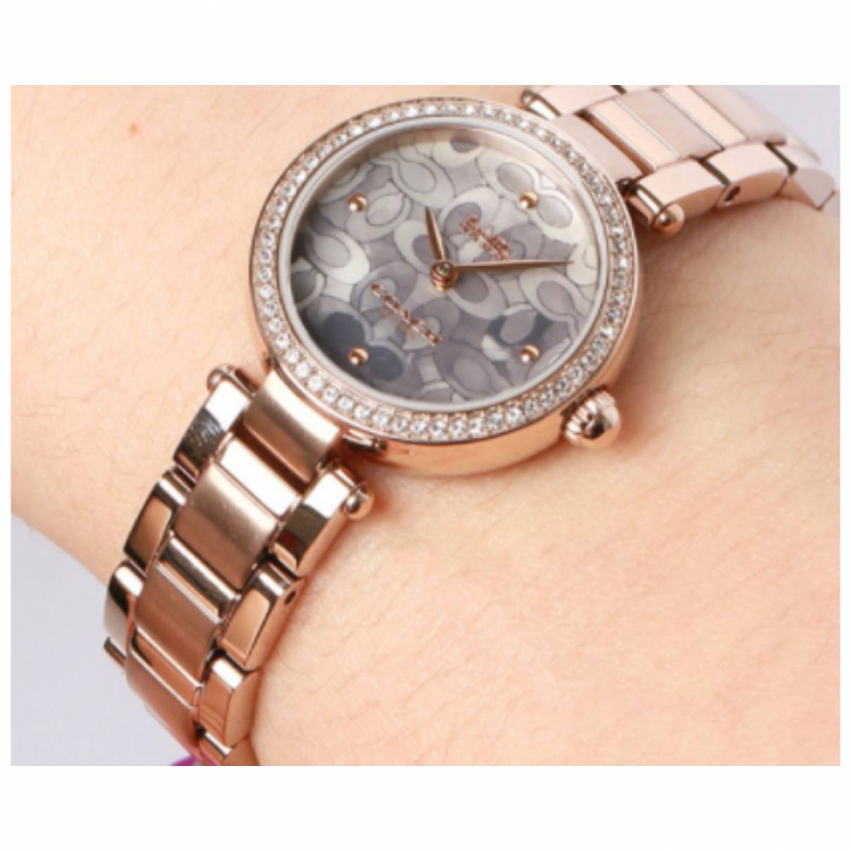 Coach Park Crystal Dial Rose Gold Steel Strap Watch for Women - 14503226