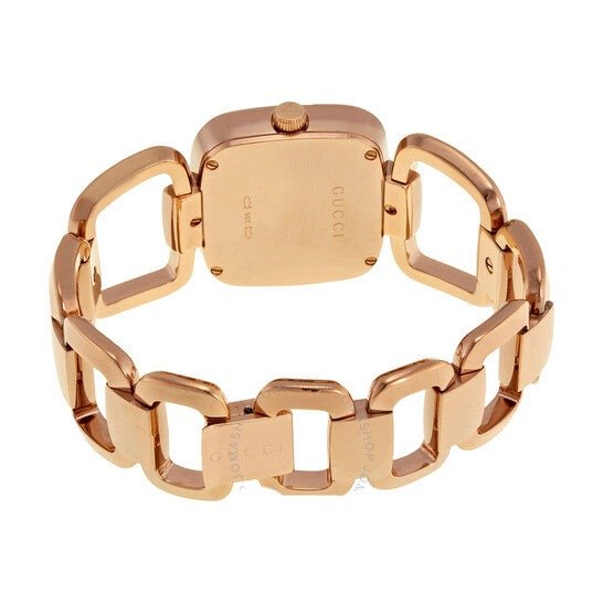 Gucci G Ladies Diamonds Black Dial Rose Gold Steel Strap Watch For Women - YA125512