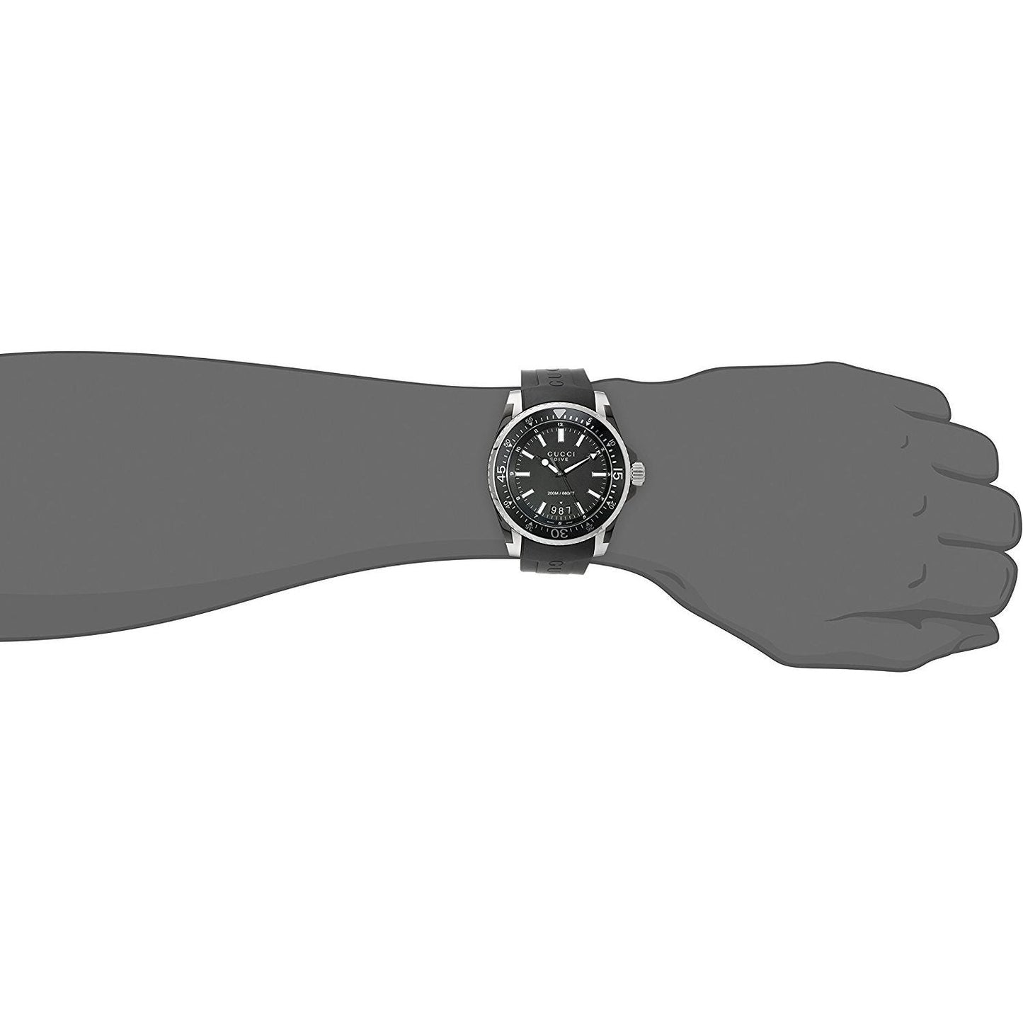 Gucci Dive Analog Quartz Black Dial Black Rubber Strap Watch For Men - YA136204