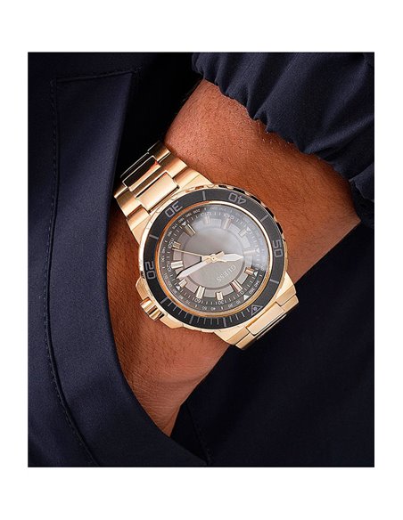 Guess Track Grey Dial Gold Steel Strap Watch for Men - GW0426G2