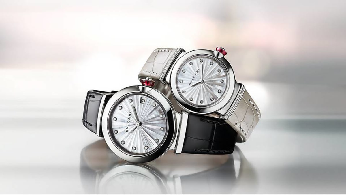 Bvlgari LVCEA Diamonds Silver Mother of Pearl Dial Silver Leather Strap Watch for Women - LVCEA103367