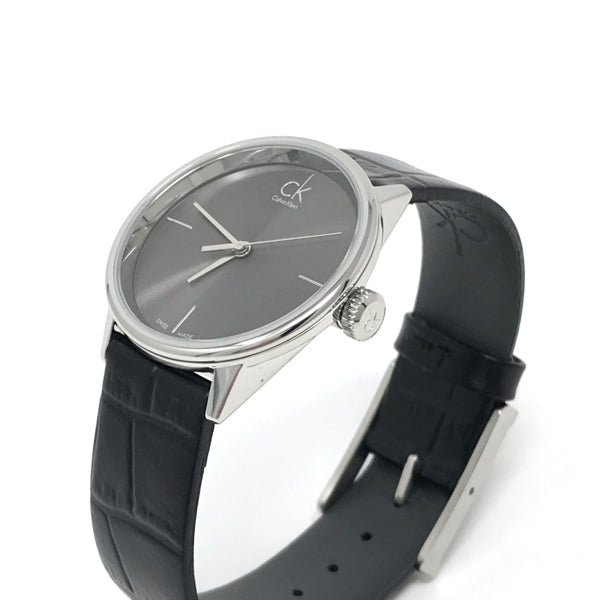Calvin Klein Accent Black Dial Black Leather Strap Watch for Women - K2Y2Y1C3