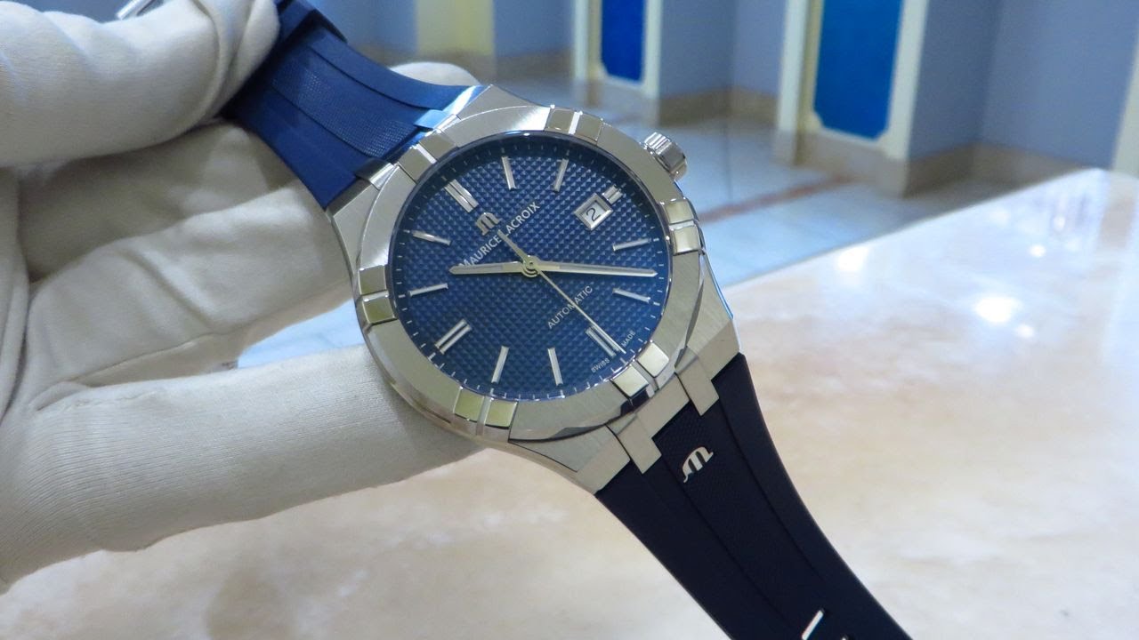 Maurice Lacroix Aikon Automatic Blue Dial Blue Rubber Strap Watch for Men - AI11808-SS000B-430-4