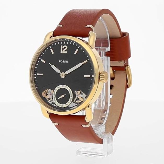 Fossil The Commuter Twist Black Dial Brown Leather Strap Watch for Men - ME1166