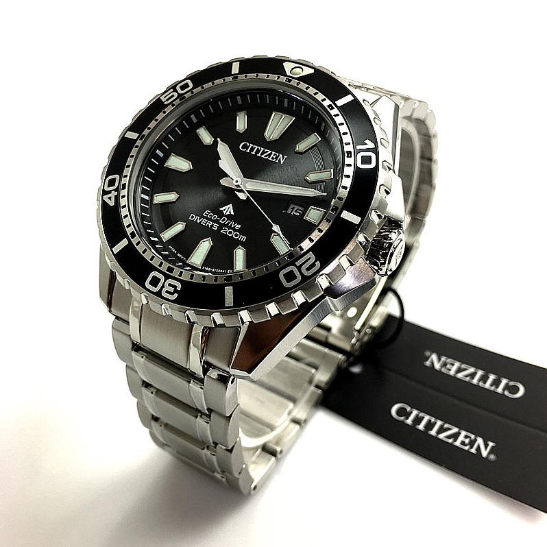 Citizen Promaster Diver Chronograph Black Dial Silver Steel Strap Watch For Men - BN0190-82E