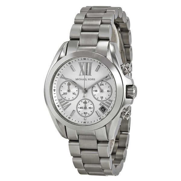 Michael Kors Bradshaw Chronograph Silver Dial Silver Steel Strap Watch for Women - MK6174