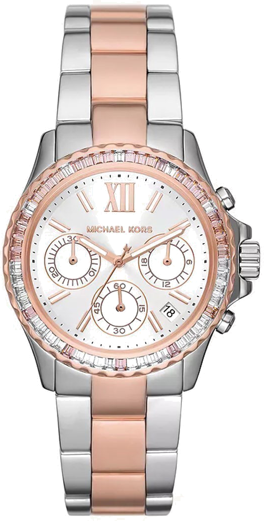 Michael Kors Everest Chronograph White Dial Two Tone Steel Strap Watch For Women - MK7214