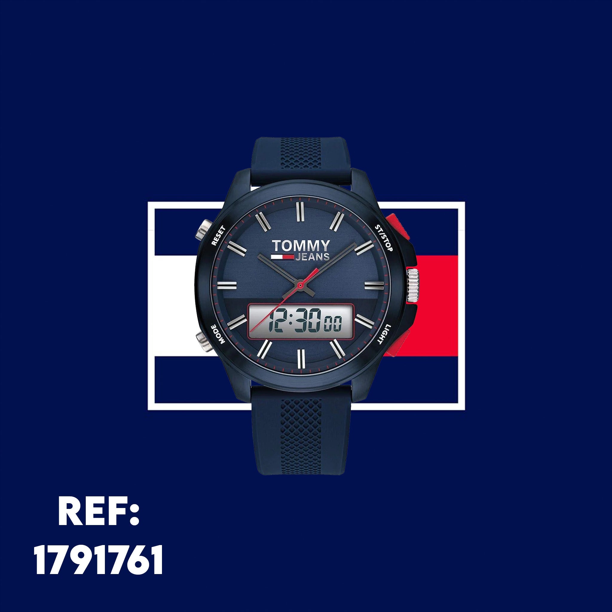 Tommy Hilfiger Digital Analog Blue Dial Blue Rubber Strap Watch For Men - 1791761