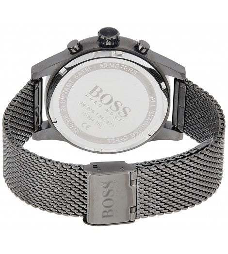Hugo Boss Jet Blue Dial Gunmetal Mesh Bracelet Watch for Men - 1513677