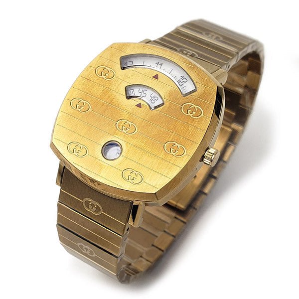 Gucci Grip Yellow Gold Dial Yellow Gold Steel Strap Unisex Watch - YA157403