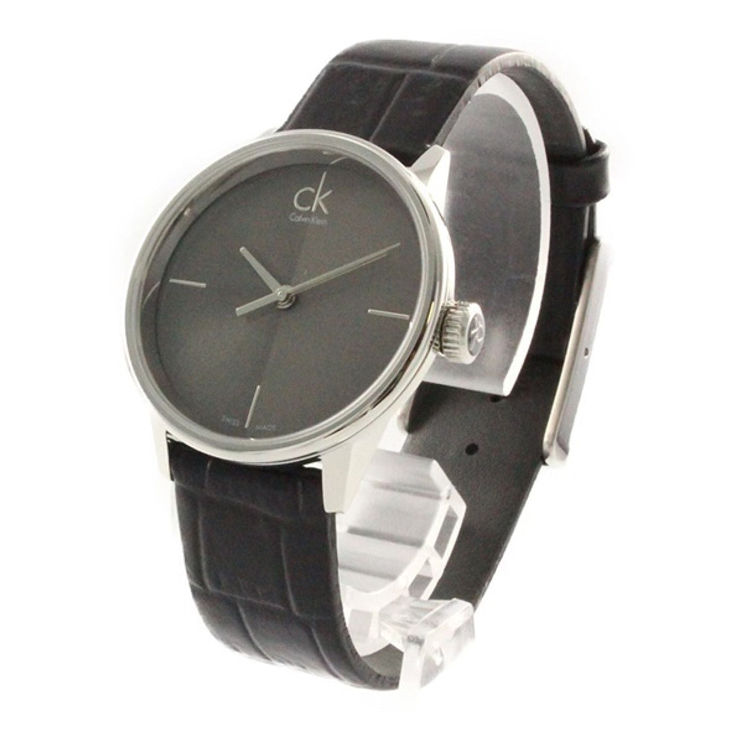 Calvin Klein Accent Black Dial Black Leather Strap Watch for Women - K2Y2Y1C3