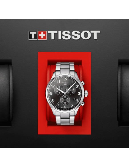 Tissot Chrono XL Quartz Asian Games Edition Black Dial Silver Steel Strap Watch For Men - T116.617.11.057.02