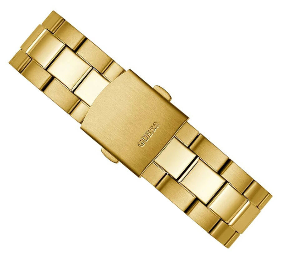 Guess Axle Multifunction Black Dial Gold Steel Strap Watch For Men - GW0488G2