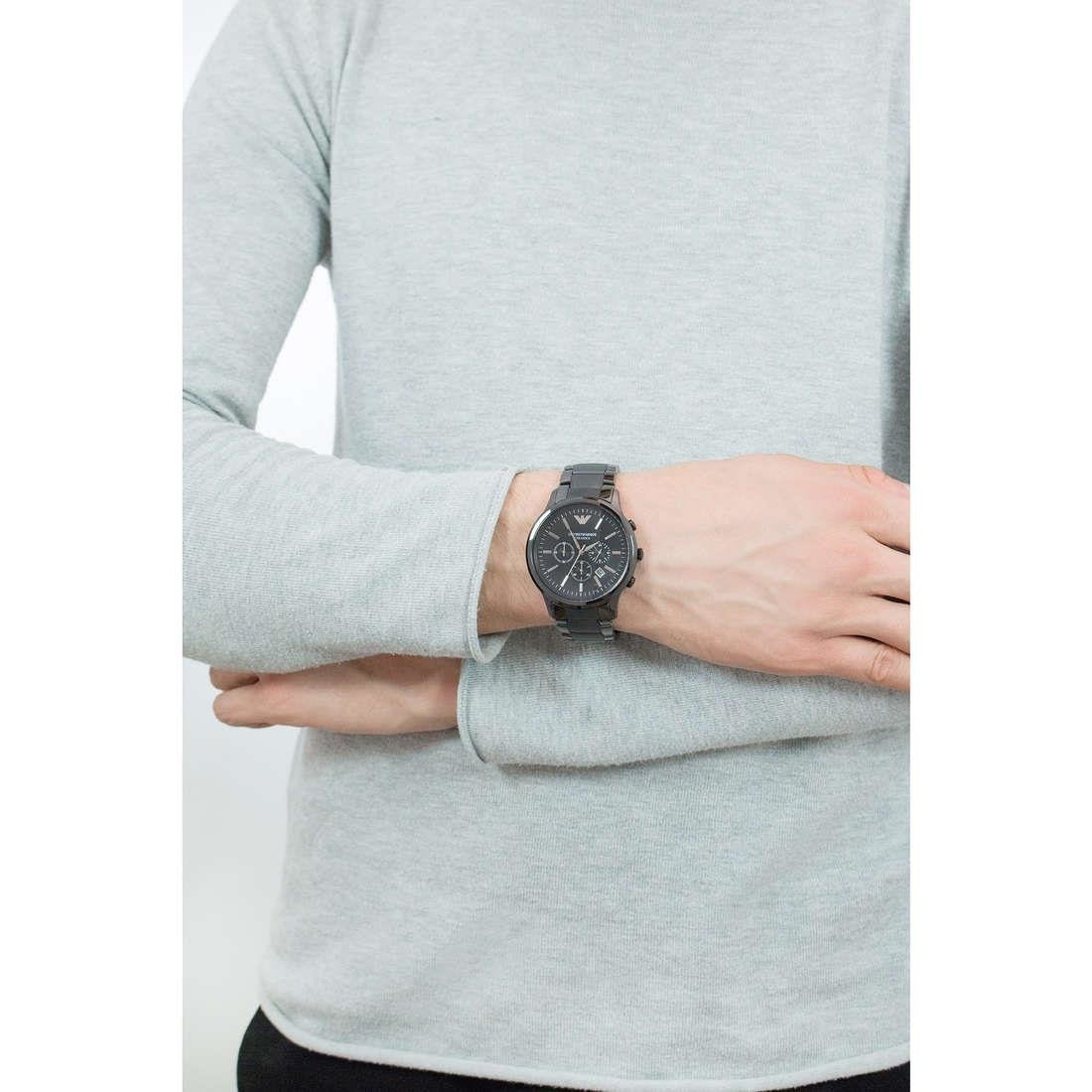 Emporio Armani Ceramica Chronograph Black Dial Black Strap Watch For Men - AR1452