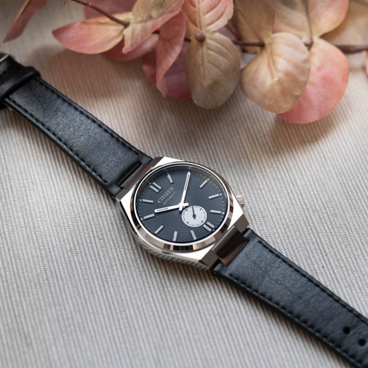 Citizen Tsuyosa Automatic Grey Dial Black Leather Strap Watch for Men - NK5010-01H