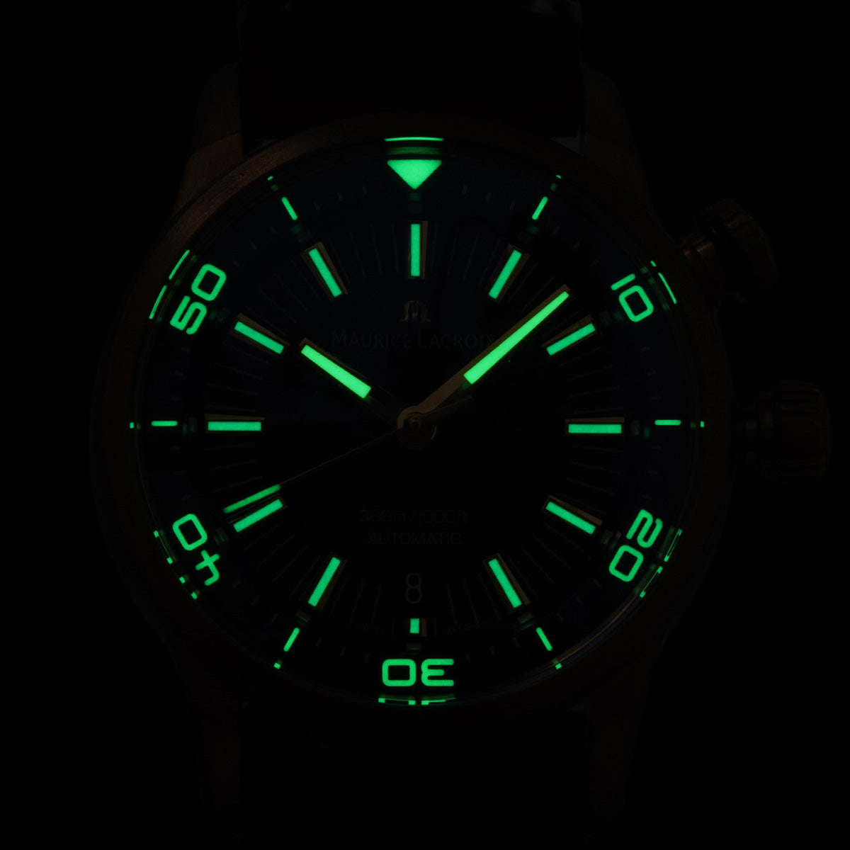 Maurice Lacroix Pontos Diver Limited Edition Black Dial Brown Leather Strap Watch For Men - PT6248-BRZ01-330-3