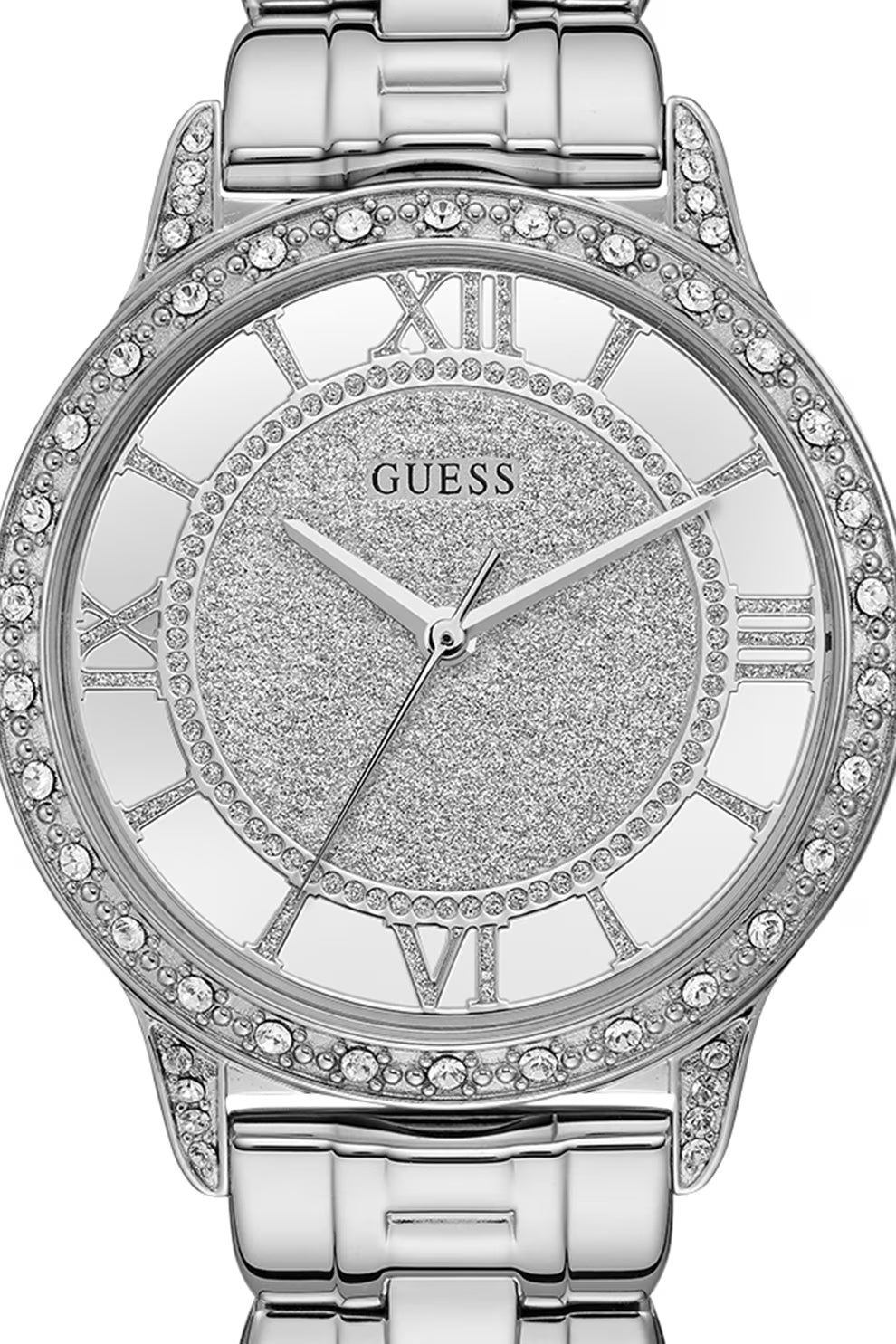 Guess Ethereal Diamonds Silver Dial Silver Steel Strap Watch for Women - W1013L1