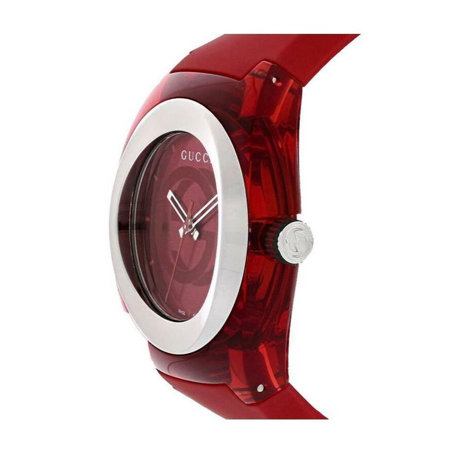 Gucci Sync XXL Quartz Red Dial Red Rubber Strap Unisex Watch - YA137103