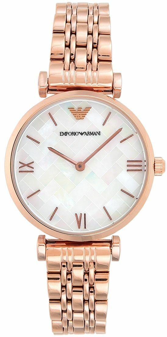 Emporio Armani Mother of Pearl Dial Rose Gold Steel Strap Watch For Women - AR11110