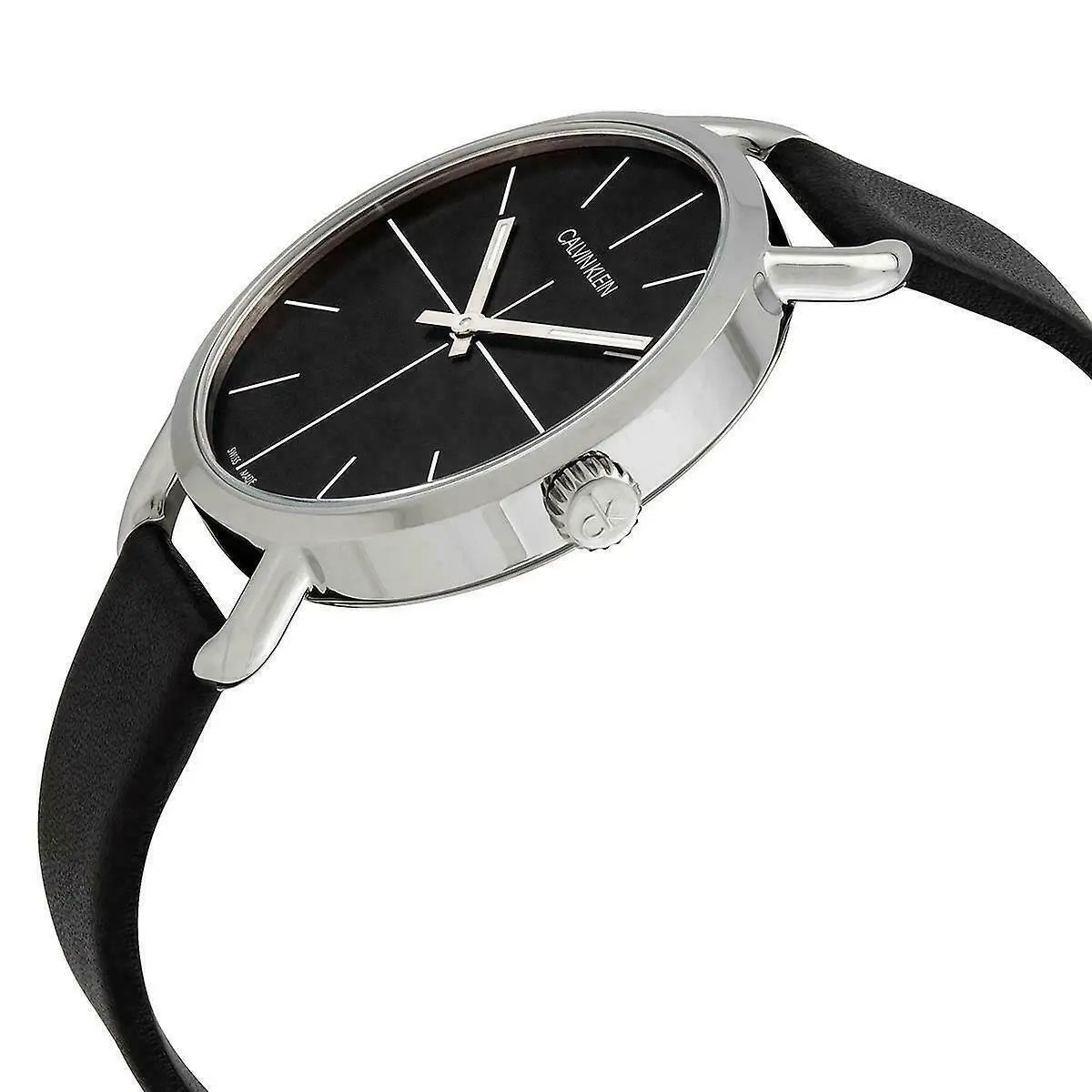 Calvin Klein Even Black Dial Black Leather Strap Watch for Women - K7B231CZ