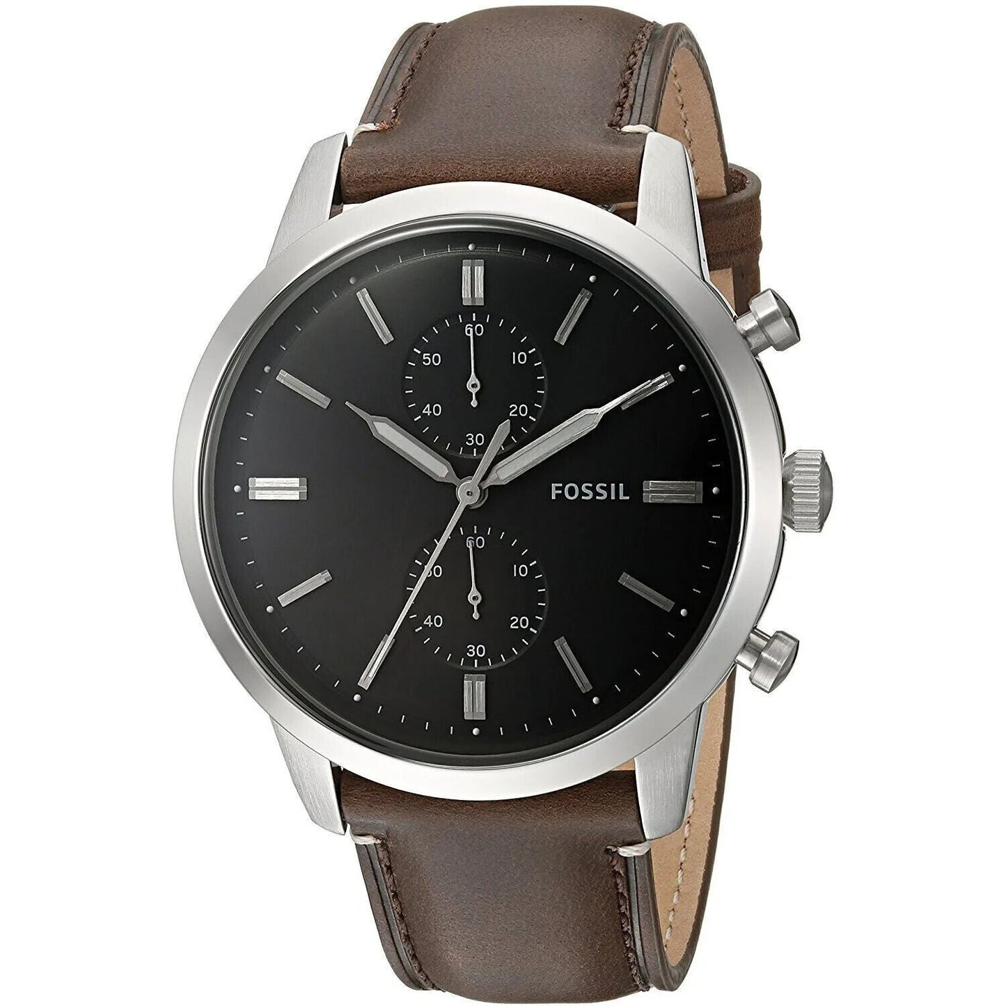 Fossil Townsman Chronograph Black Dial Brown Leather Strap Watch for Men - FS5280