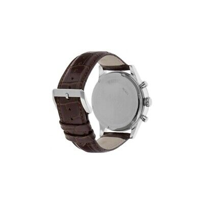 Hugo Boss Grand Prix Grey Dial Brown Leather Strap Watch for Men - 1513476