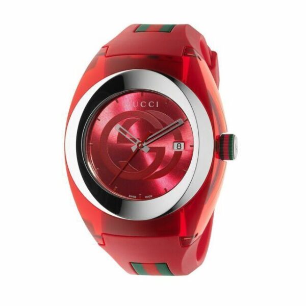 Gucci Sync XXL Quartz Red Dial Red Rubber Strap Unisex Watch - YA137103