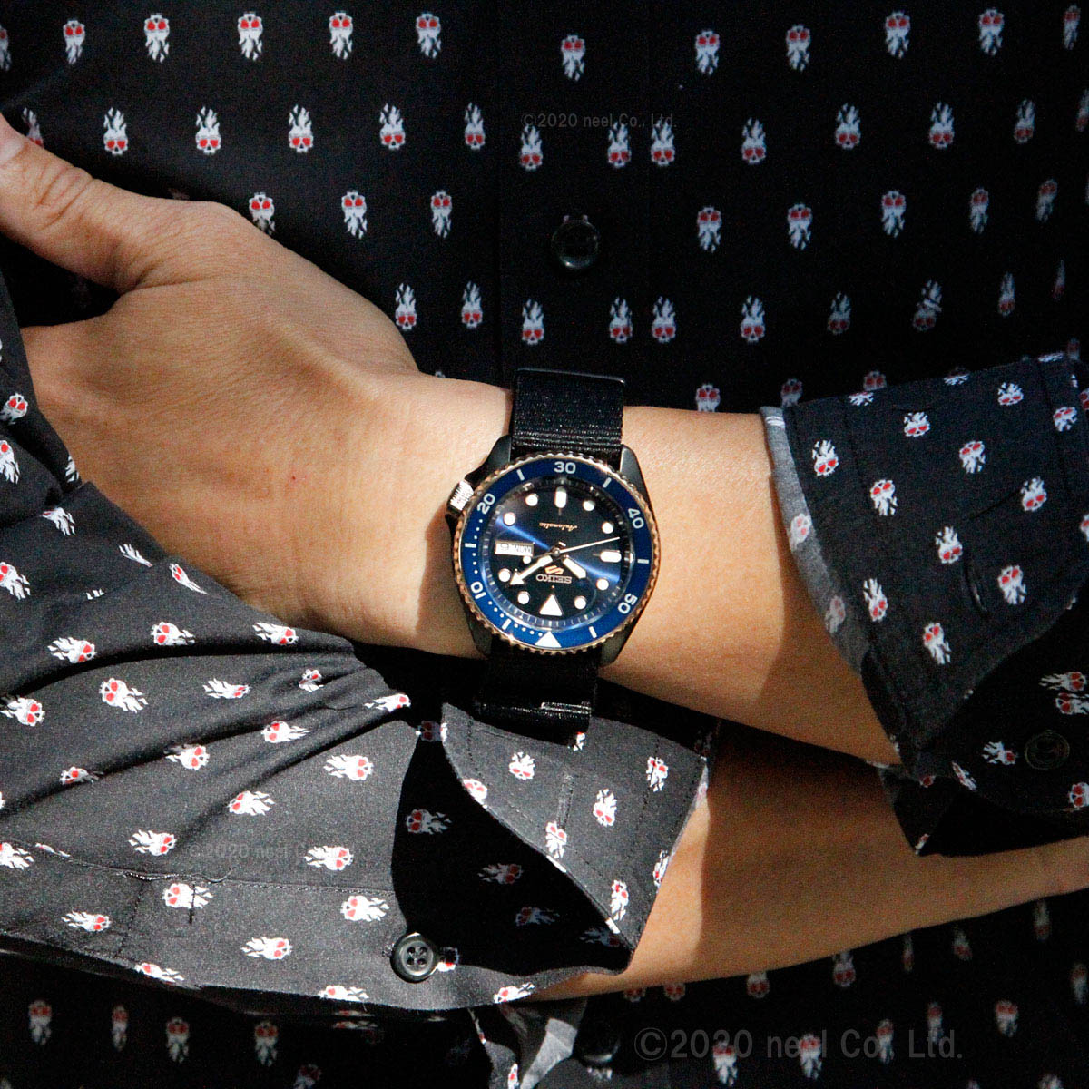 Seiko 5 Sports Automatic Blue Dial Black NATO Strap Watch for Men - SBSA098