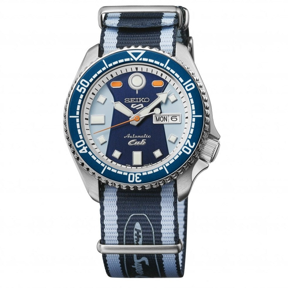 Seiko 5 Sports Honda Super Cub Limited Edition Blue Dial Two Tone NATO Strap Watch For Men - SRPK37K1