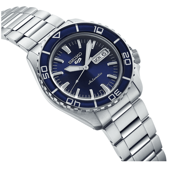 Seiko 5 Sports Automatic Blue Dial Silver Steel Strap Watch for Men - SRPK97K1