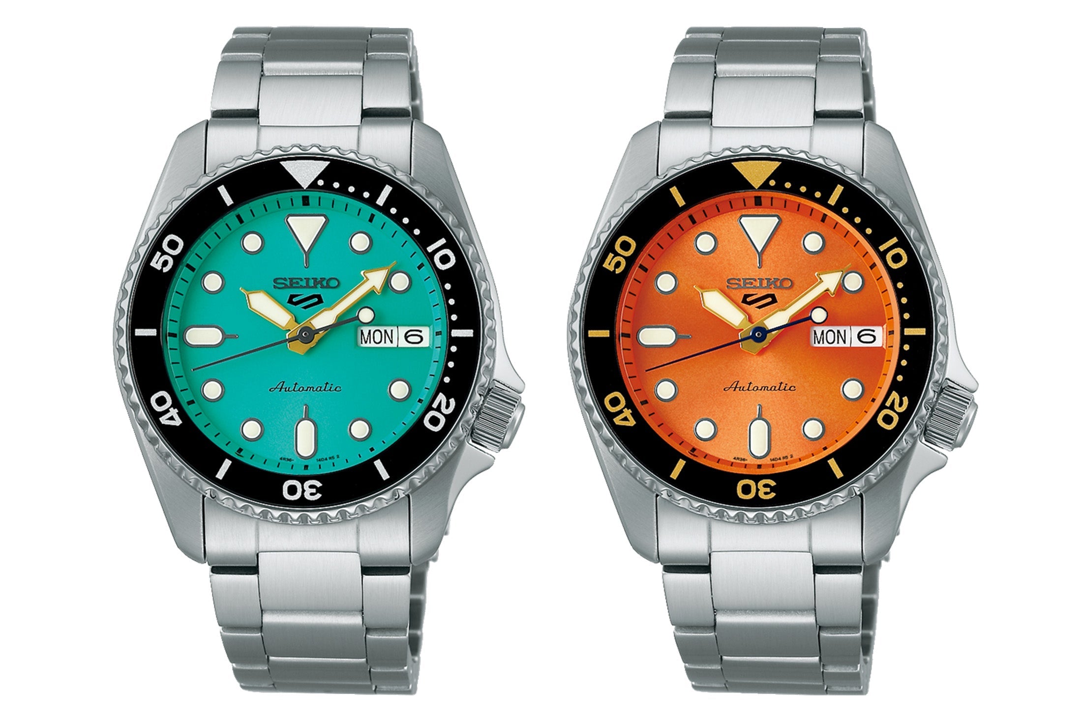 Seiko 5 Sports Automatic Orange Dial Silver Steel Strap Watch For Men - SRPD59K1