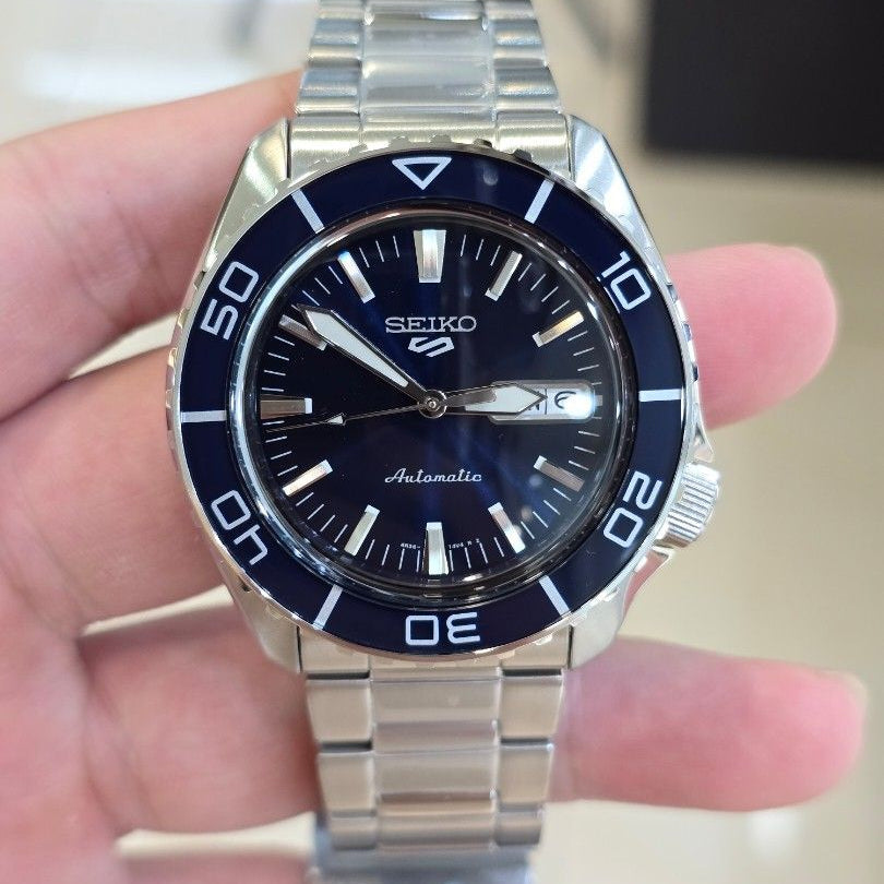 Seiko 5 Sports Automatic Blue Dial Silver Steel Strap Watch for Men - SRPK97K1