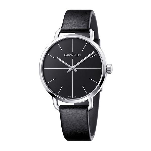 Calvin Klein Even Black Dial Black Leather Strap Watch for Women - K7B231CZ