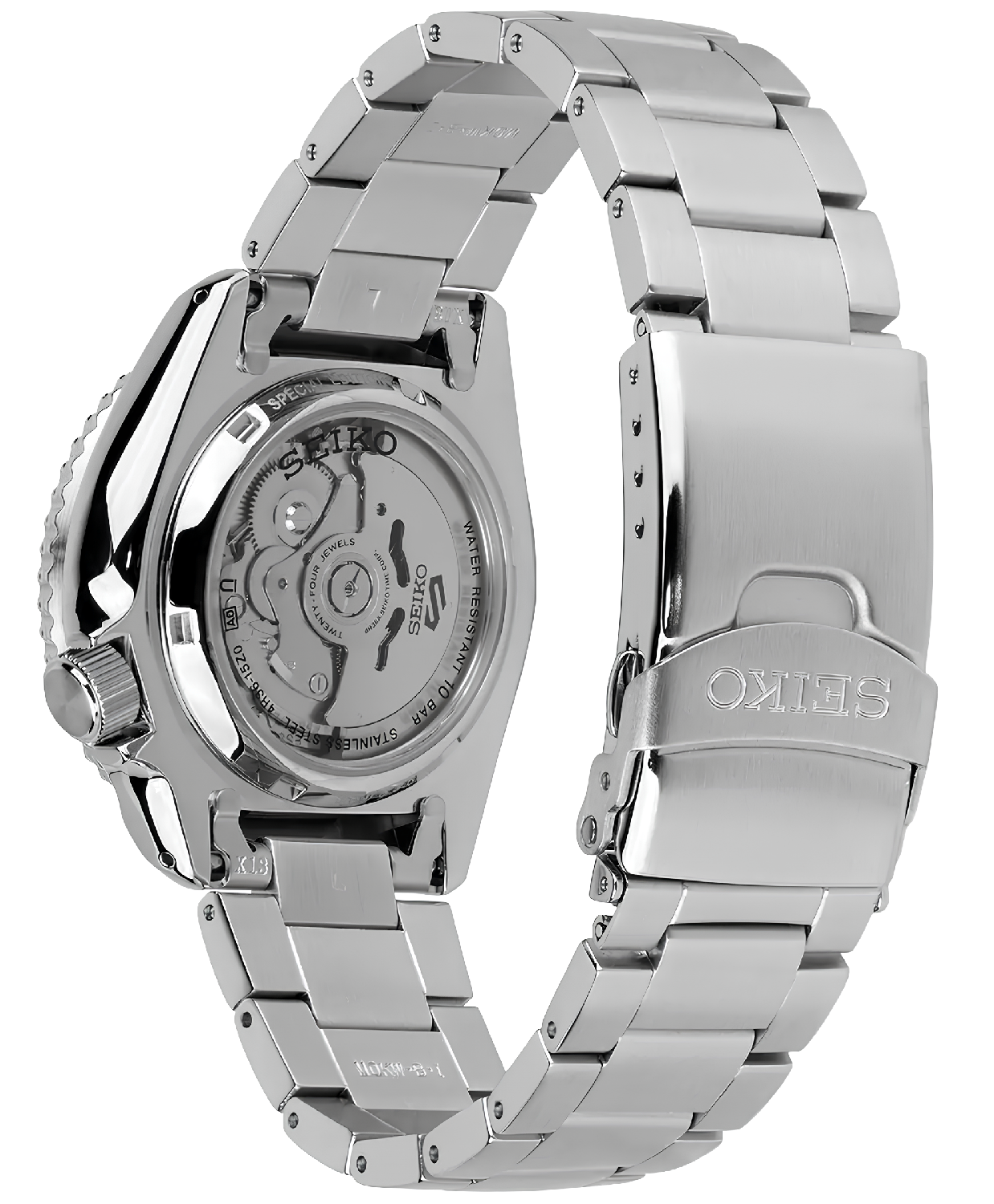 Seiko 5 Sports Checker Flag Special Edition Black Dial Silver Steel Strap Watch For Men - SRPK67K1