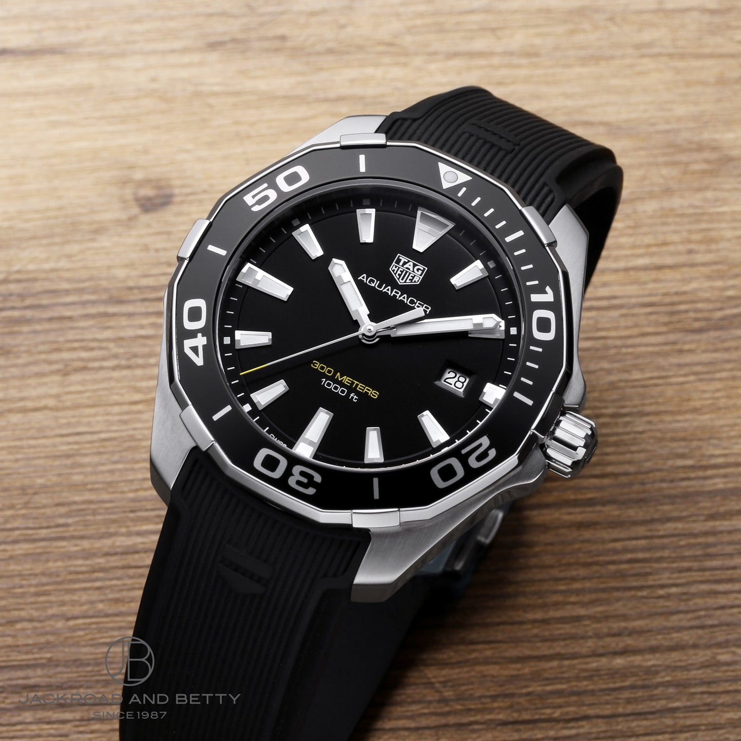 Tag Heuer Aquaracer 40mm Quartz Black Dial Black Rubber Strap Watch for Men - WAY101A.FT6141