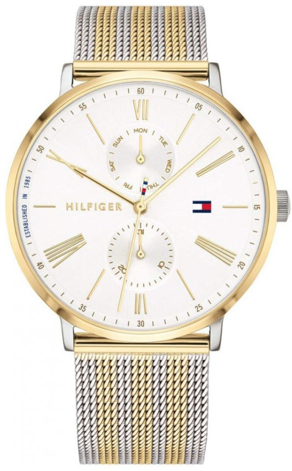 Tommy Hilfiger Jenna Quartz White Dial Two Tone Mesh Bracelet Watch for Women - 1782074