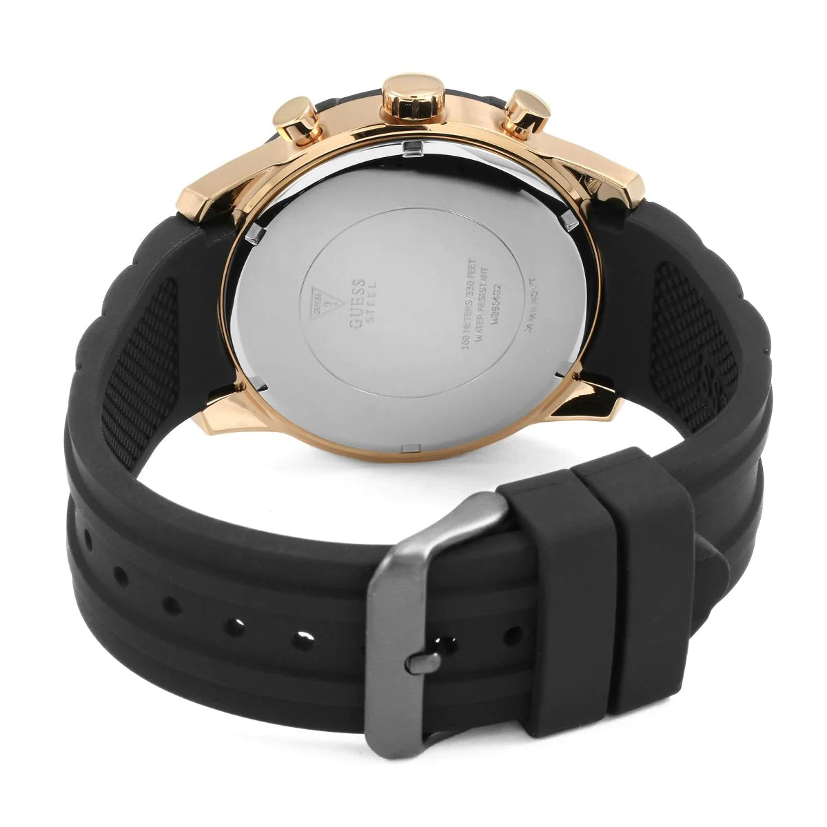 Guess Caliber Chronograph Black Dial Black Rubber Strap Watch for Men - W0864G2