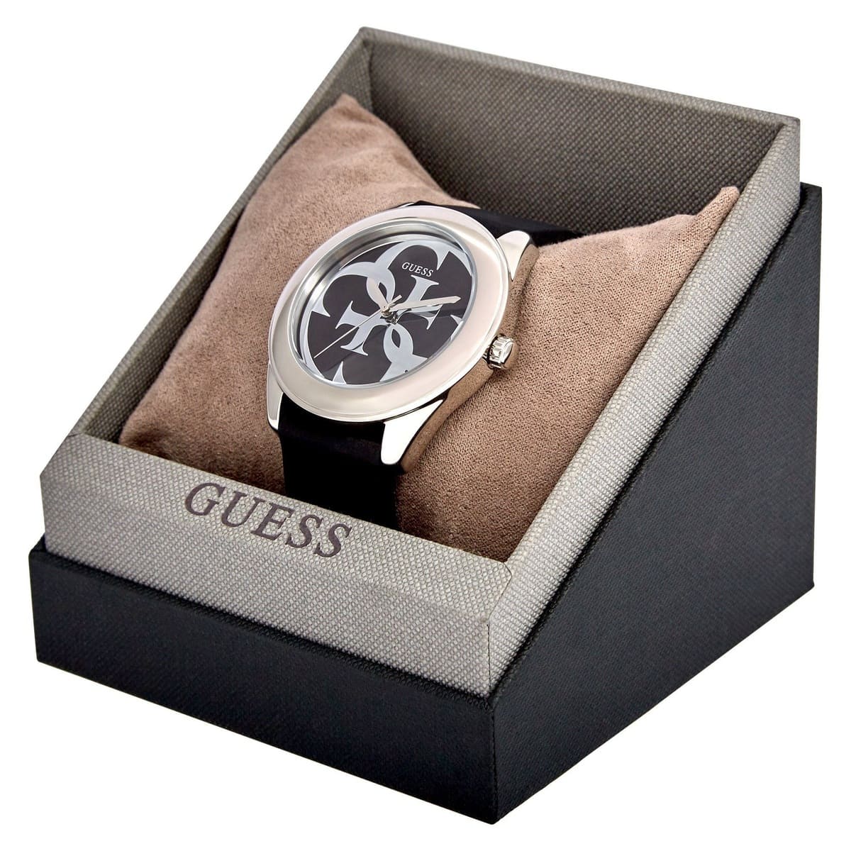 Guess G-Twist Quartz Black Dial Black Silicone Strap Watch For Men - W0911L8