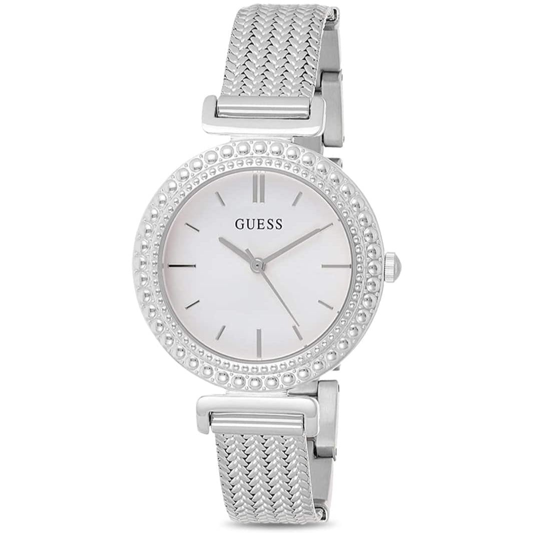 Guess Quartz Silver Dial Silver Mesh Bracelet Watch For Women - W1152L1