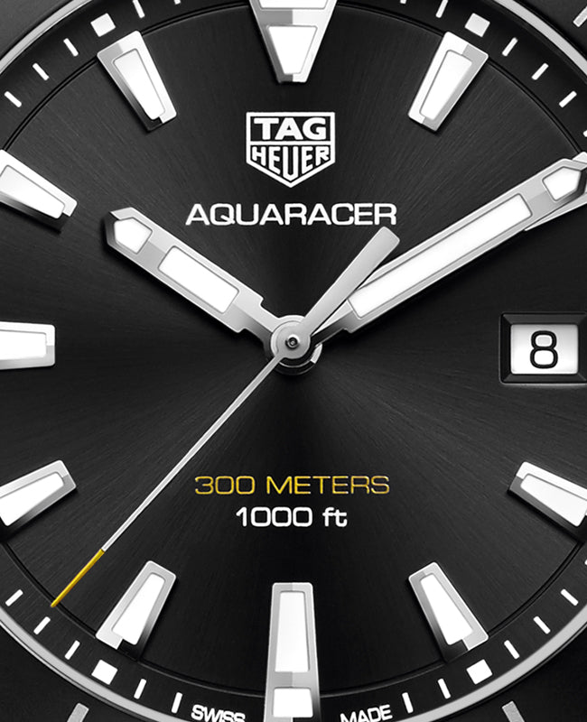 Tag Heuer Aquaracer Quartz Black Dial Black Rubber Strap Watch for Men - WAY101A.FT6141