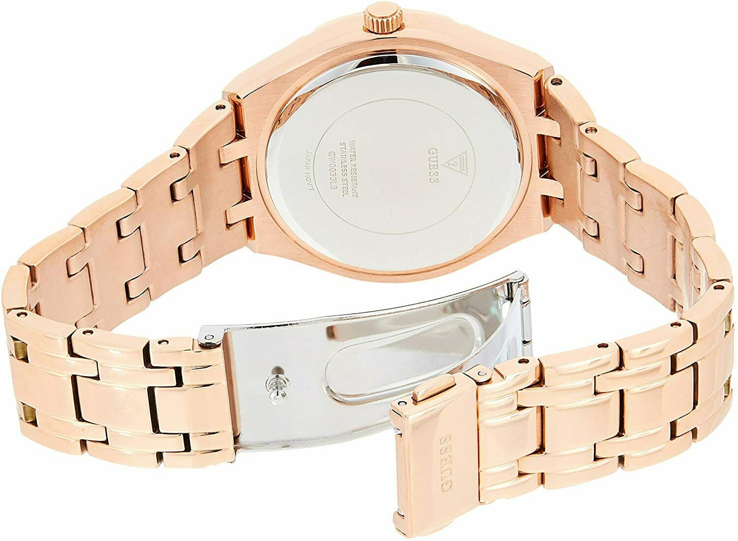 Guess Cosmo Diamonds Silver Dial Rose Gold Steel Strap Watch For Women - GW0033L3