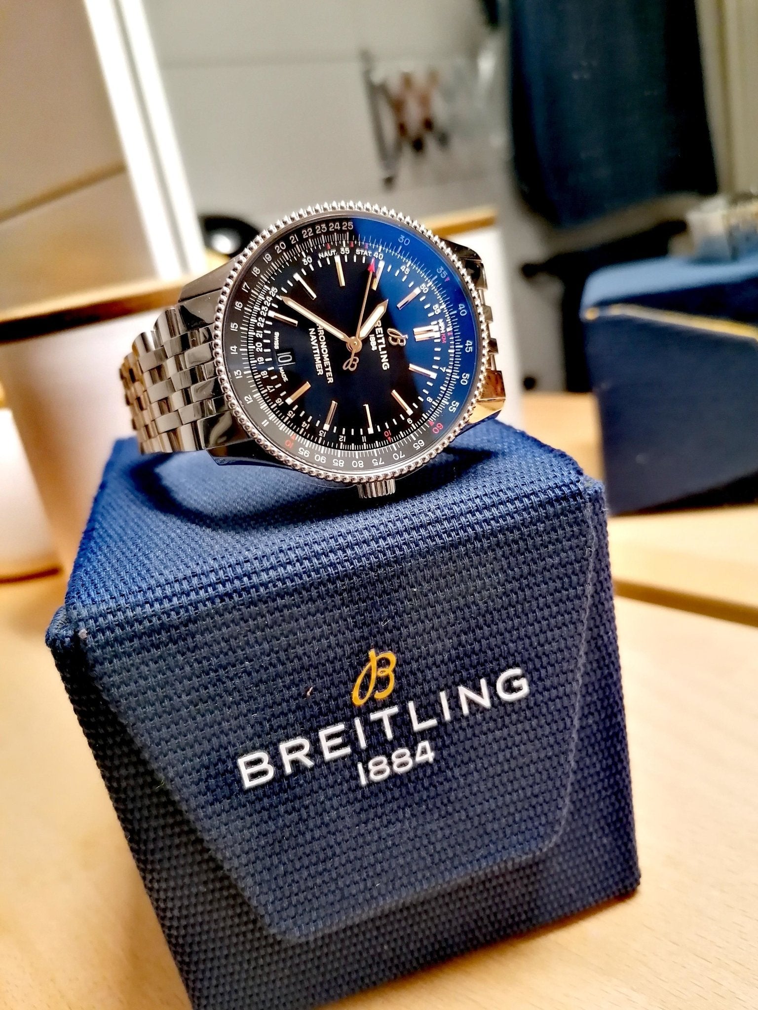 Breitling Navitimer Automatic 41mm Black Dial Silver Steel Strap Watch for Men - A17326241B1A1