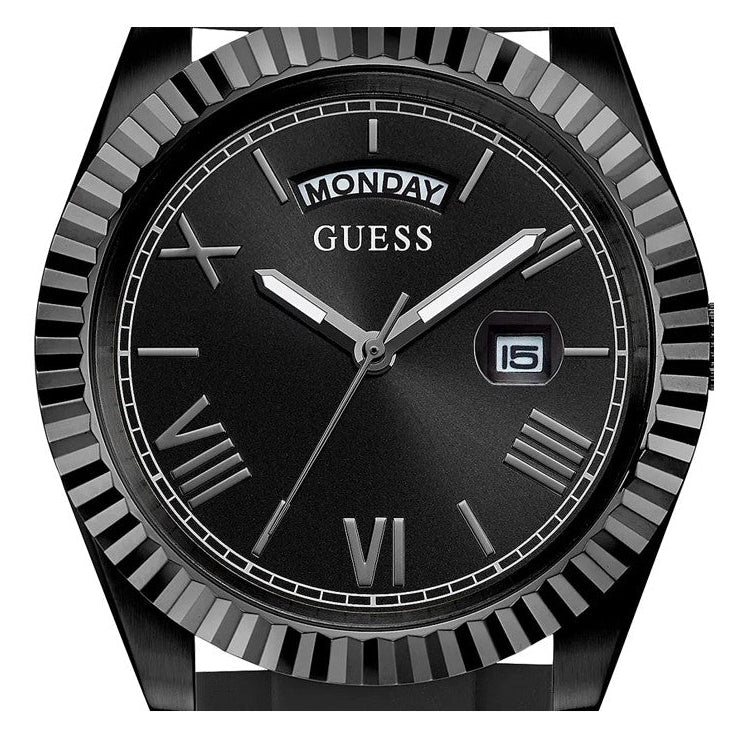 Guess Connoisseur Black Dial Black Silicone Strap Watch For Men - GW0335G1